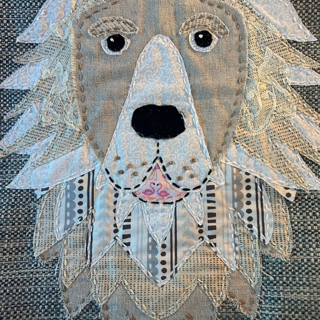 The Pupperfish™Hand stitched happy golden retriever applique