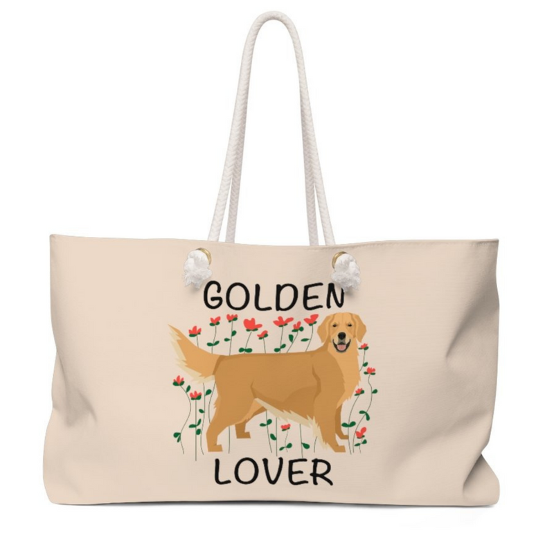 The Pupperfish weekender tote bag- golden lover golden retriever