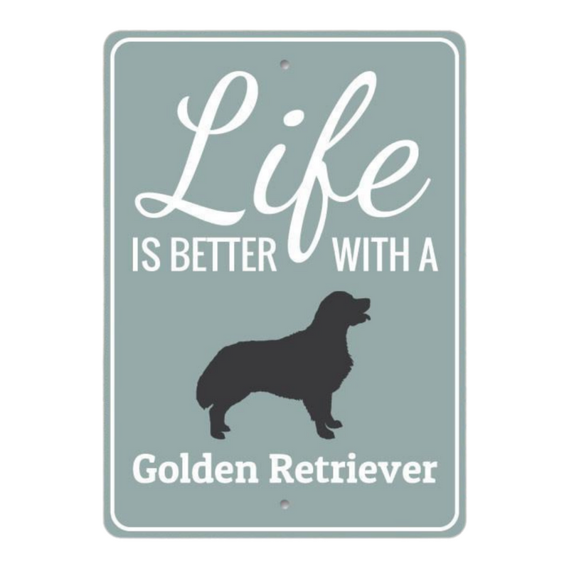 The Pupperfish metal wall sign- life is better with a golden retriever