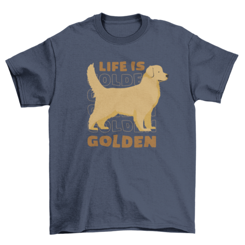 The Pupperfish life is golden golden dog t shirt in navy