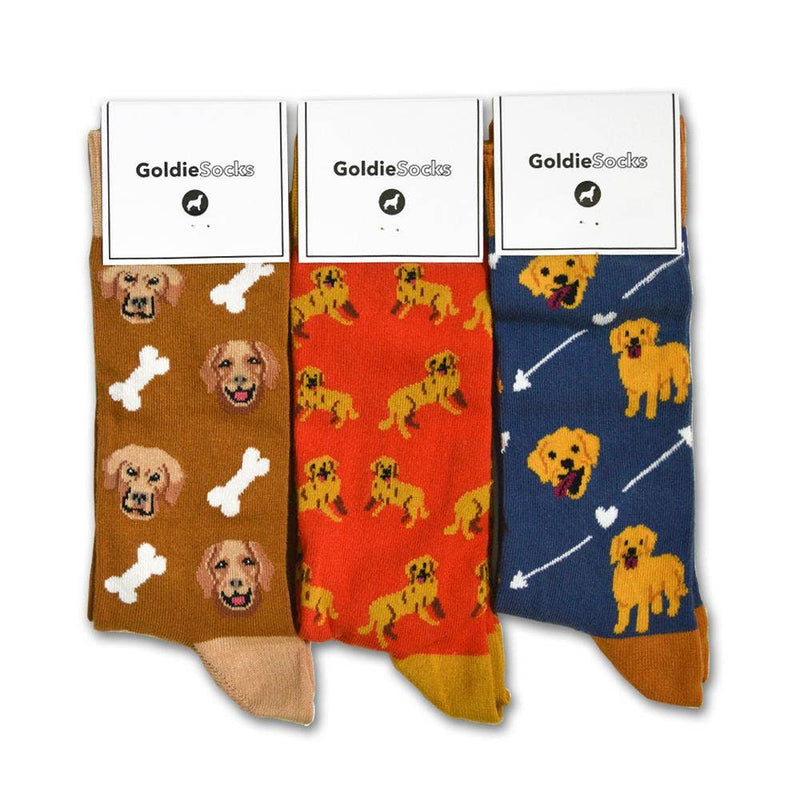 The Pupperfish Set of 3 golden retriever themed socks