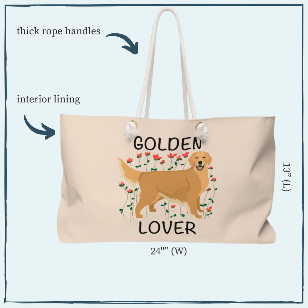 The Pupperfish™weekender tote bag- golden lover golden retriever