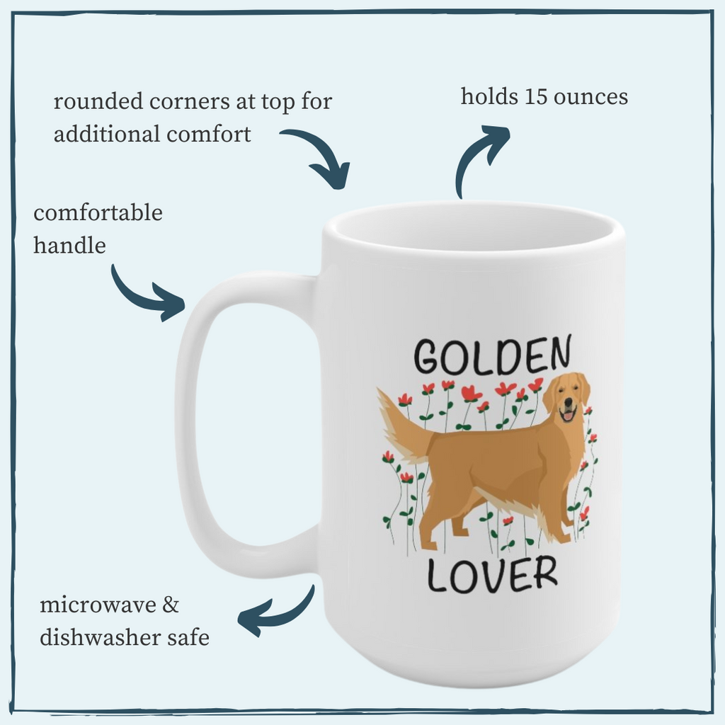 The Pupperfish™large ceramic mug- golden lover golden retriever